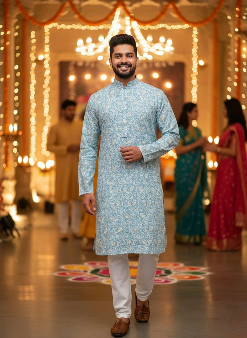 Shifali Beachy Blue Kurta Set | Waak