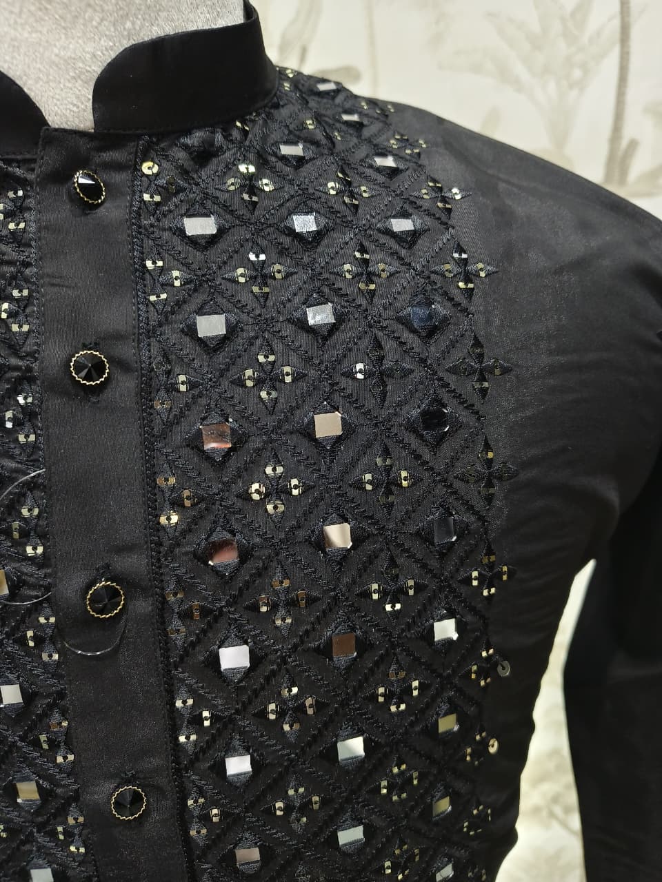 Mirror Work Black Kurta Set | Waak