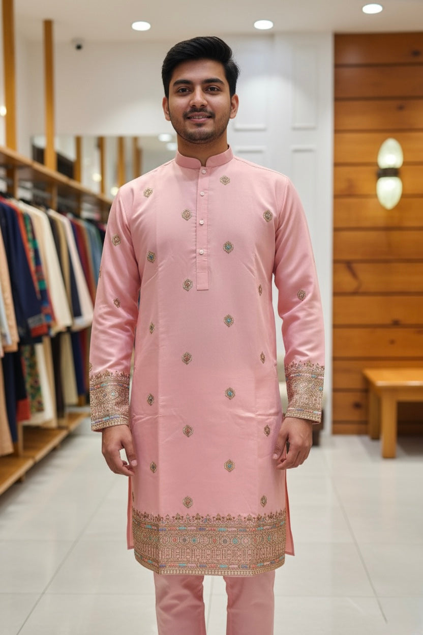 Falak Silk Embroidery Kurta Set | Waak