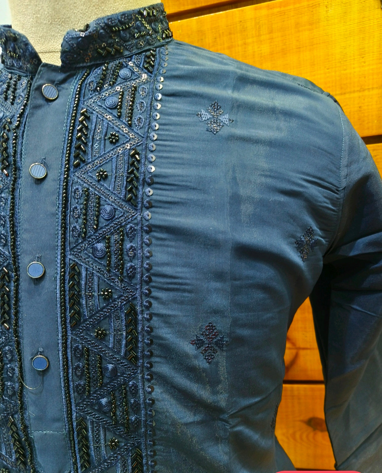 Midnight Blue Embroidery Kurta Set | Waak