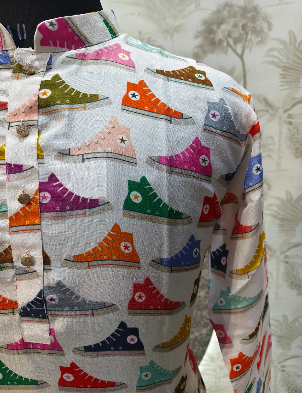 Ivory Converse Print Carnival Kurta | Waak