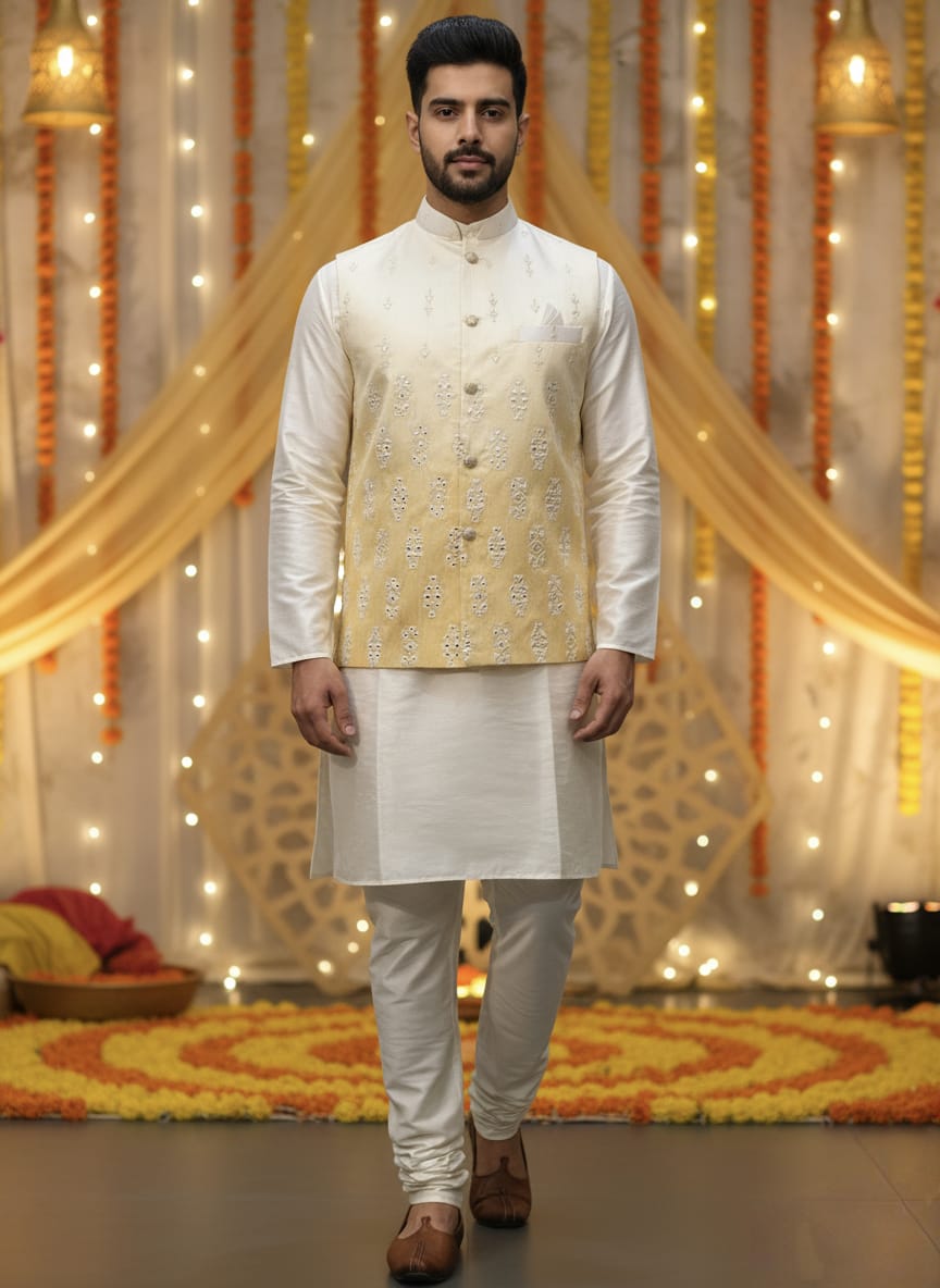 Haldi Mood Waistcoat & Kurta Set | Waak (Copy) (Copy)