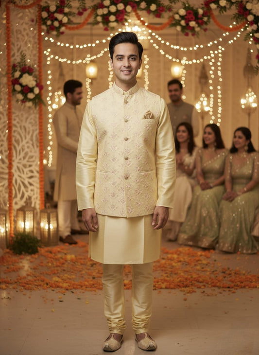 Kachi Haldi Embroidery Kurta Set | Waak