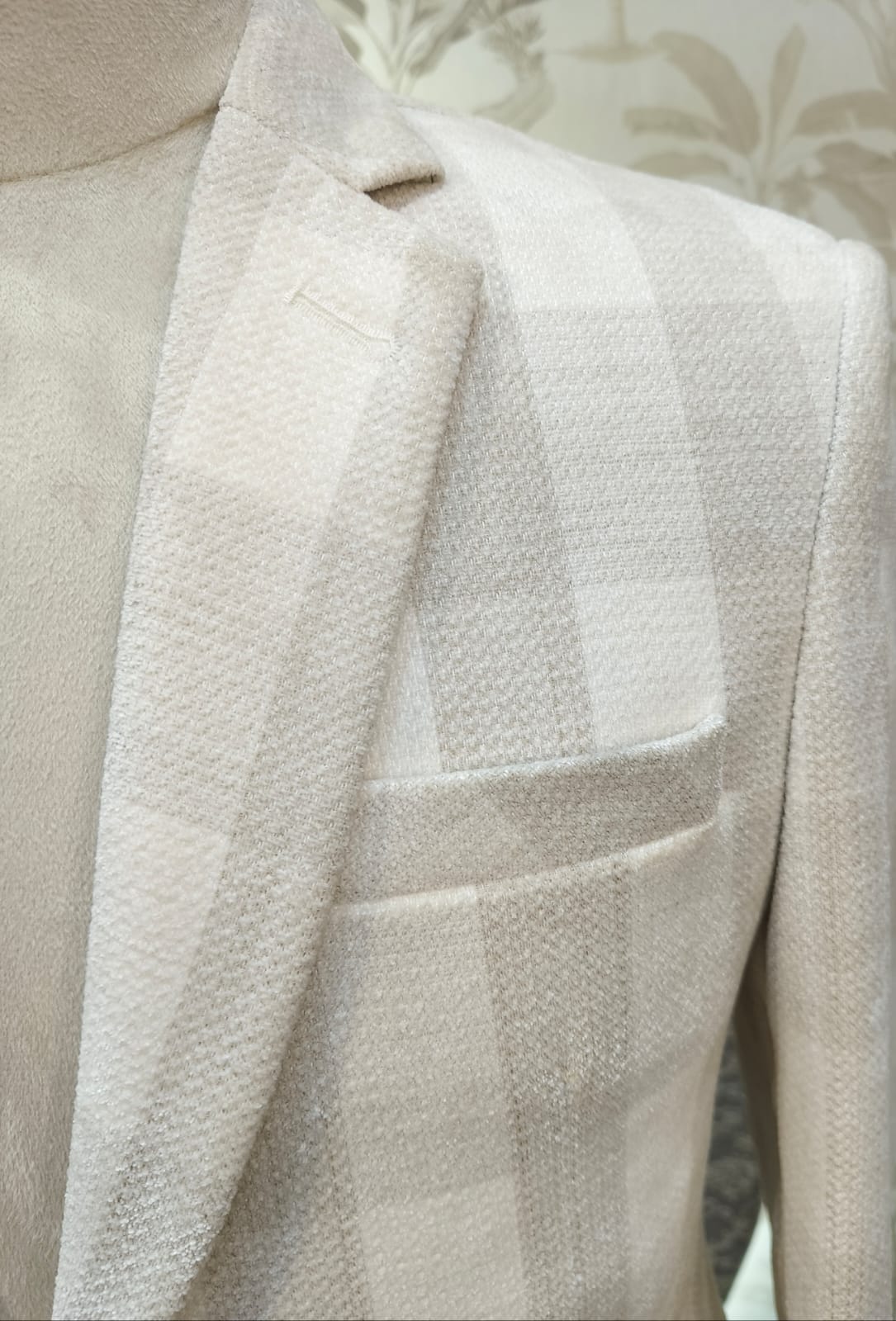Ivory Check Blazer — Velvet Smooth Finish | Waak