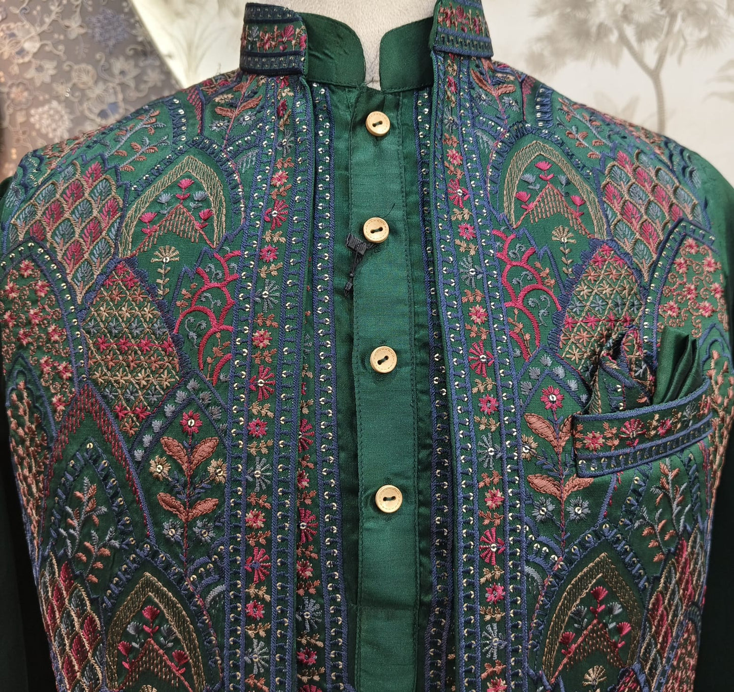 Eshan Zari Ensemble Waistcoat and Kurta Set | Waak