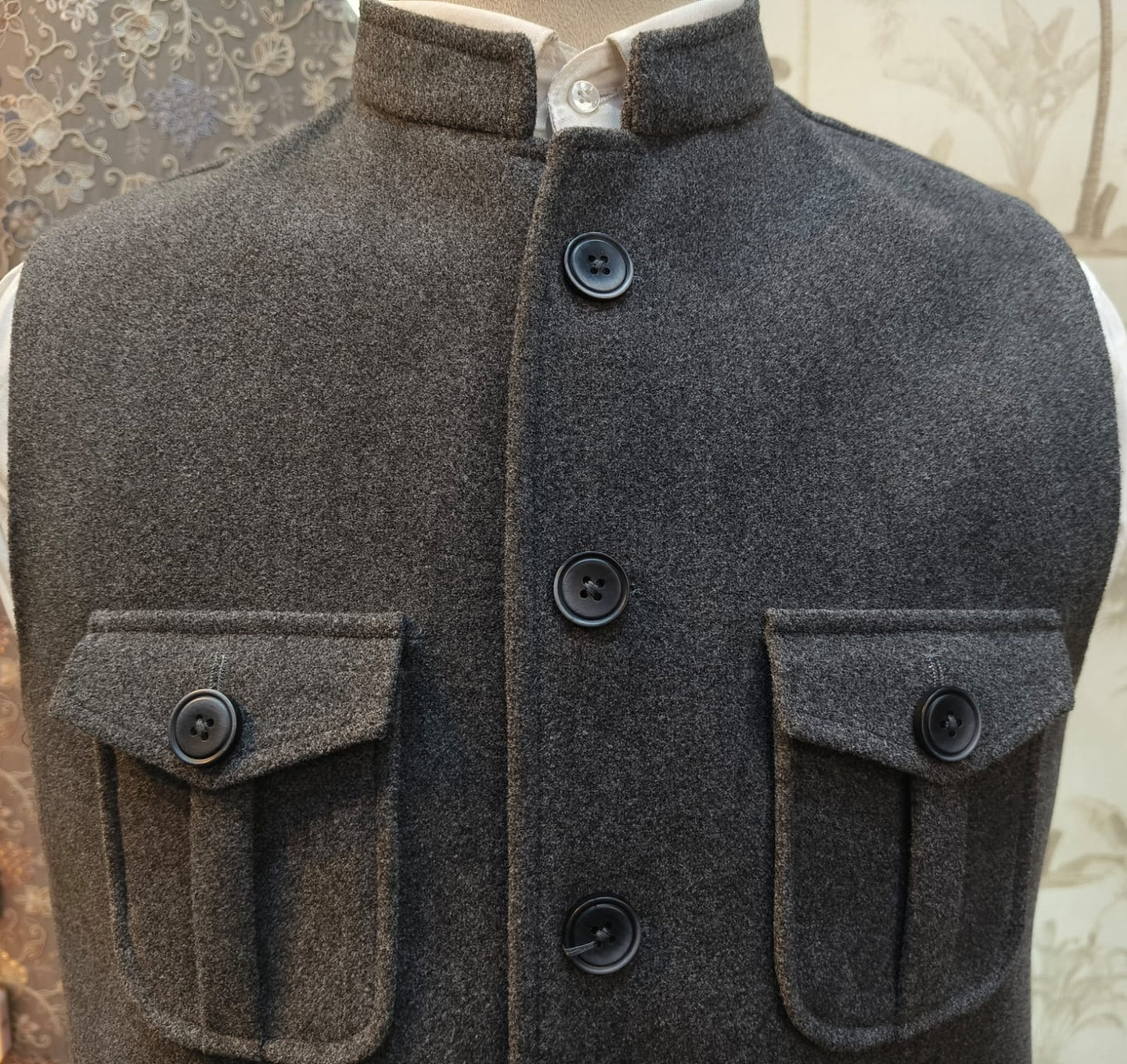 World is Yours Textured waistcoat -D Grey| Waak