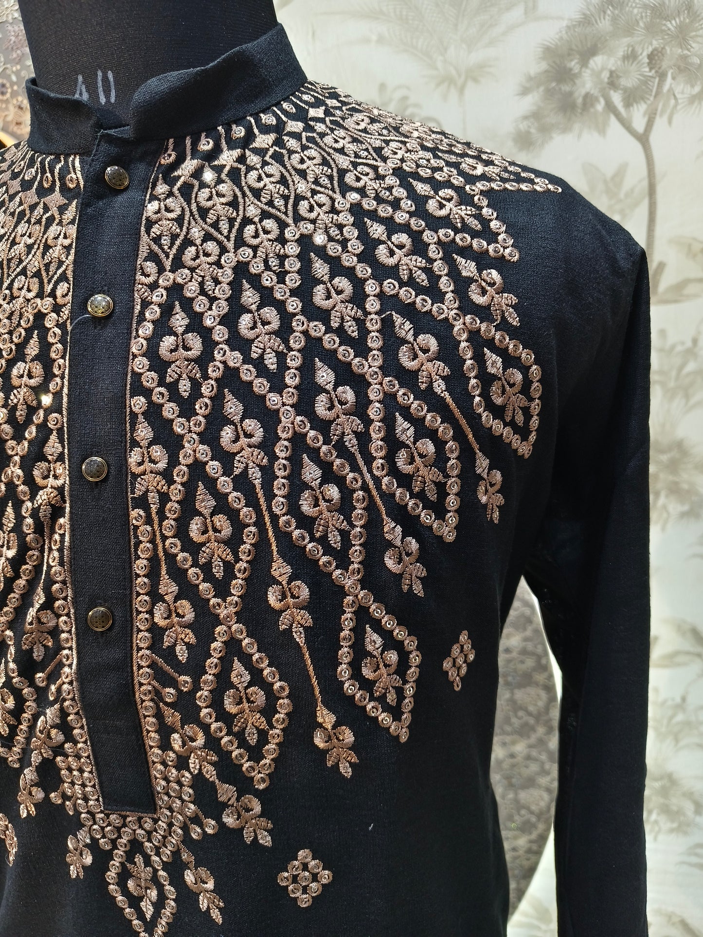 Mirror Work Linen Kurta Set | Waak