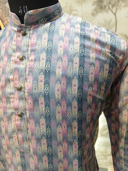 Grey Window Silk Kurta Set | Waak