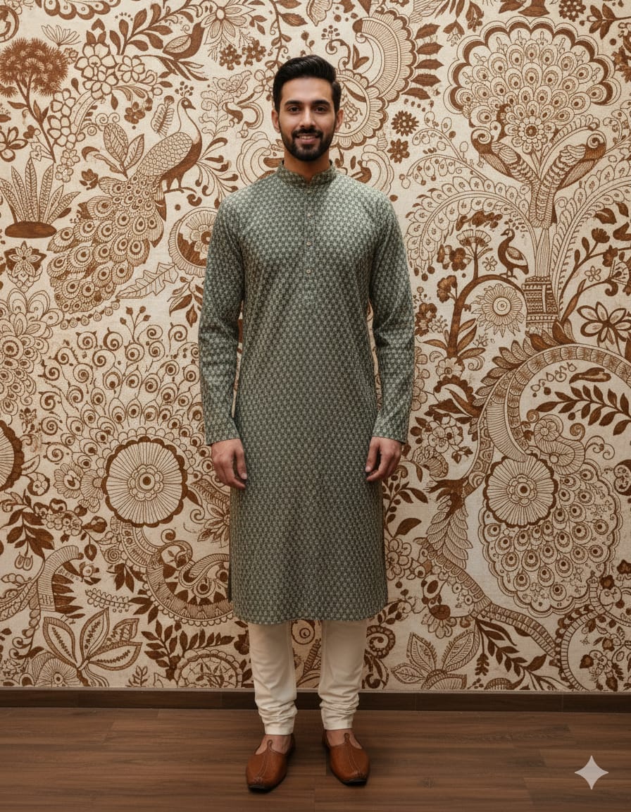 Shifali Olive Kurta Set | Waak