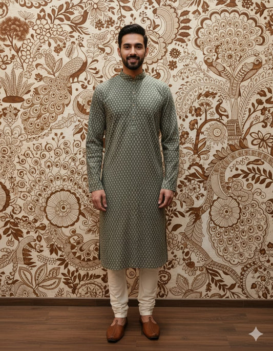 Shifali Olive Kurta Set | Waak