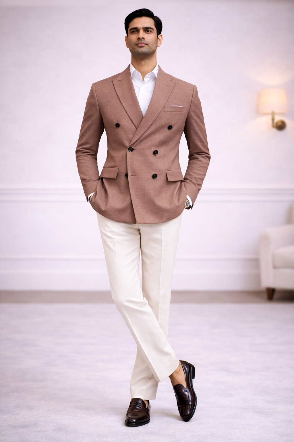 WAAK Siena Cocoa Double-Breasted Blazer