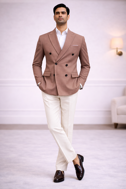 WAAK Siena Cocoa Double-Breasted Blazer