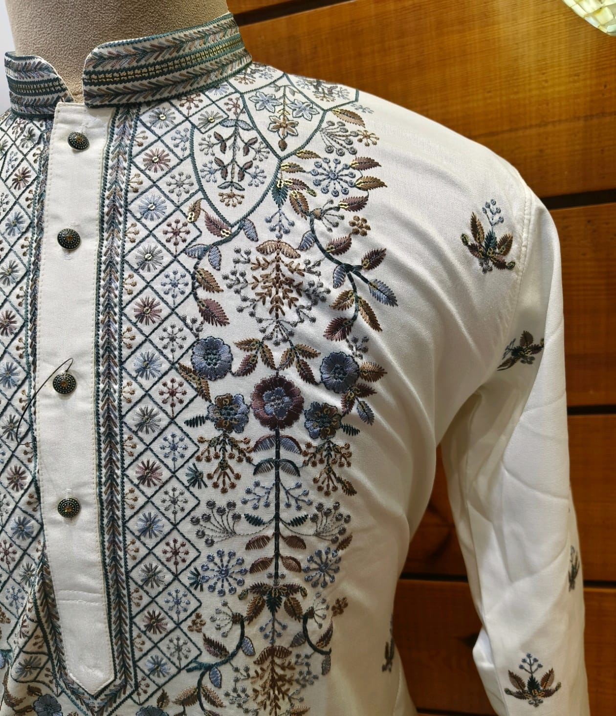 Jashan Silk Embroidery Kurta Set In Ombré | Waak