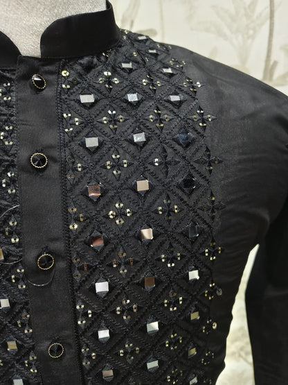 Mirror Work Black Kurta Set | Waak