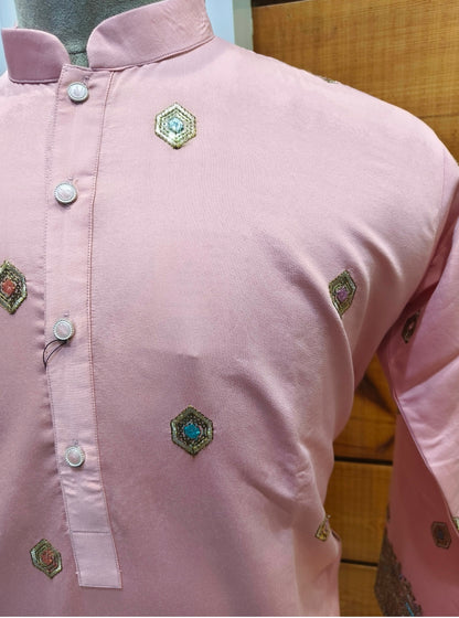 Falak Silk Embroidery Kurta Set | Waak