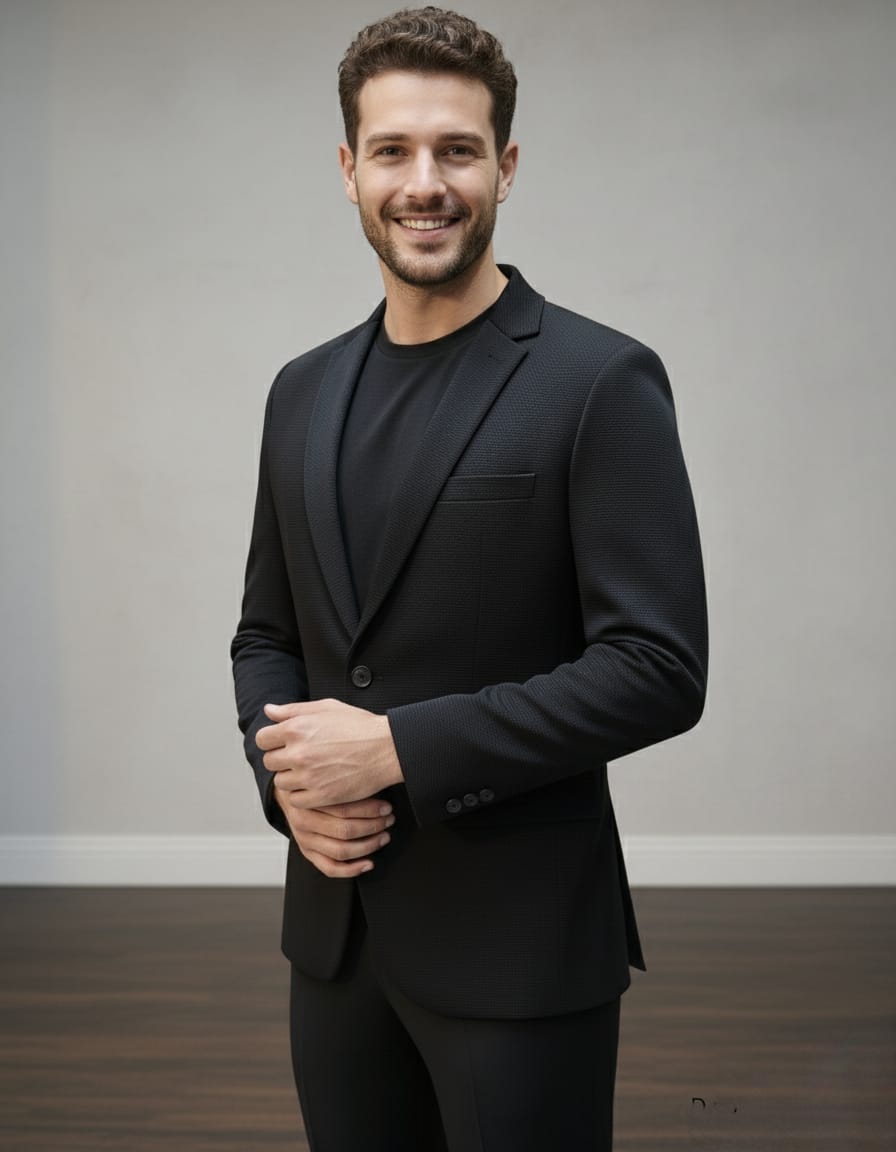 World is Yours Textured Blazer- Black | Waak