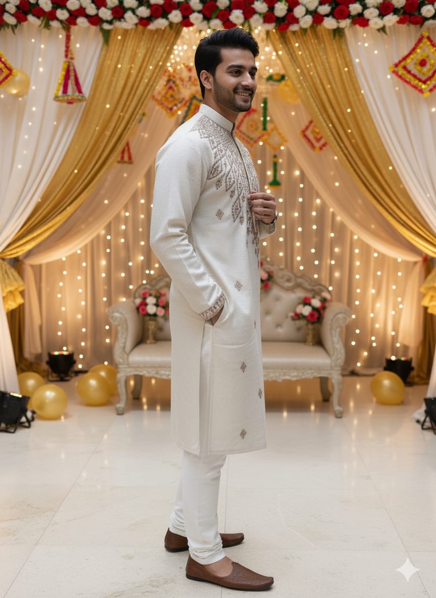 Mirror Work Linen Kurta Set | Waak