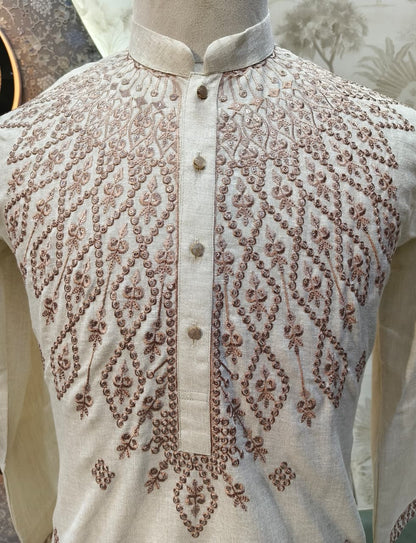 Mirror Work Linen Kurta Set | Waak