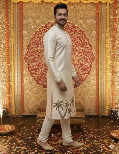 Ivory Kashmiri Kurta Set