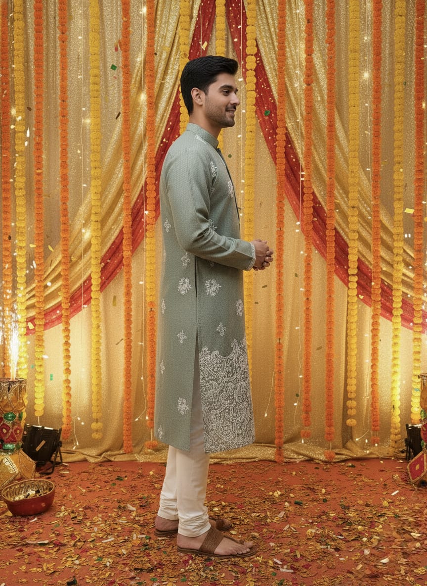 Mehndi Color Kurta Set | Waak