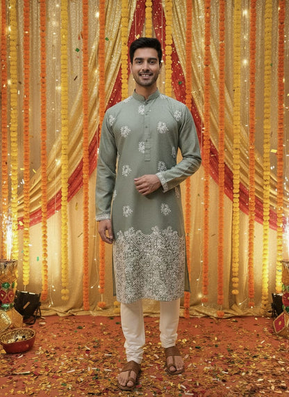 Mehndi Color Kurta Set | Waak
