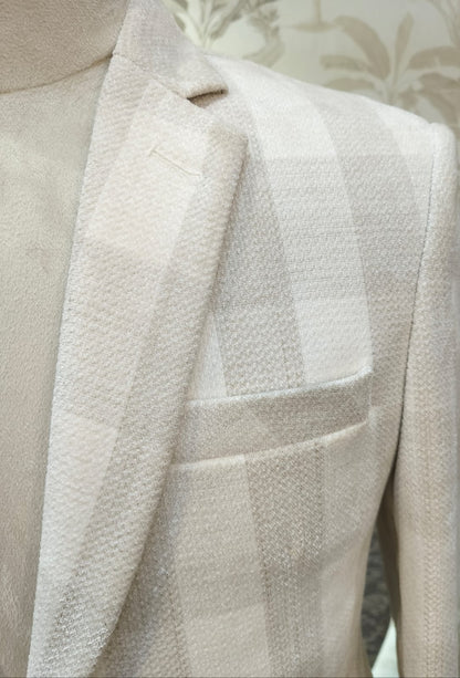 Ivory Check Blazer — Velvet Smooth Finish | Waak