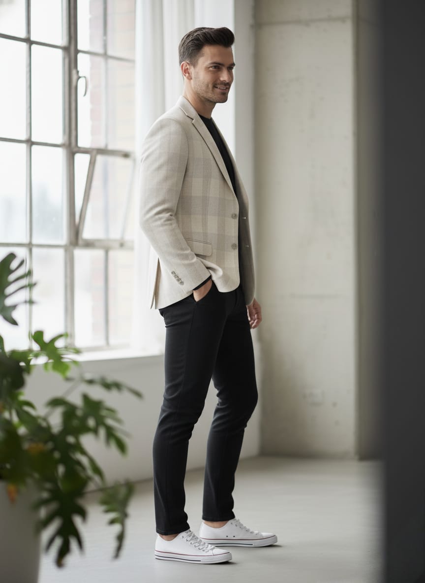 Ivory Check Blazer — Velvet Smooth Finish | Waak