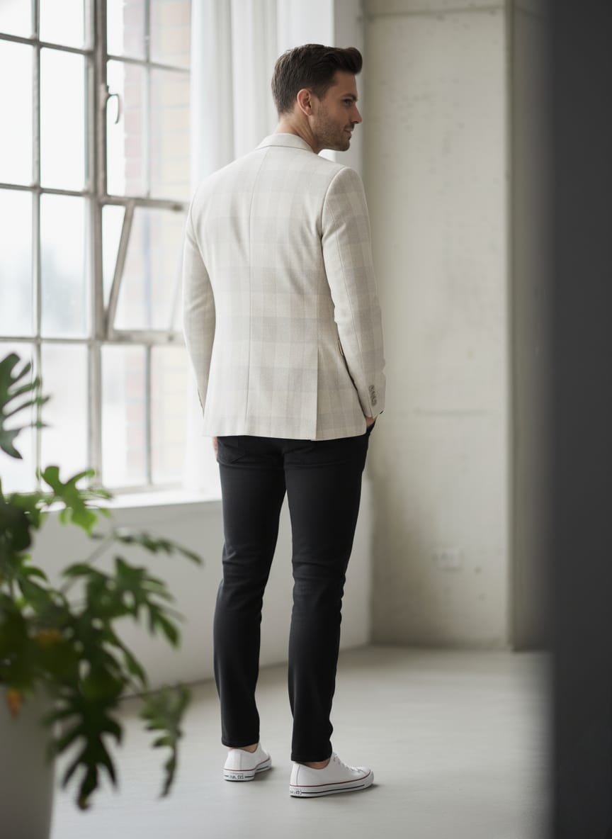 Ivory Check Blazer — Velvet Smooth Finish | Waak