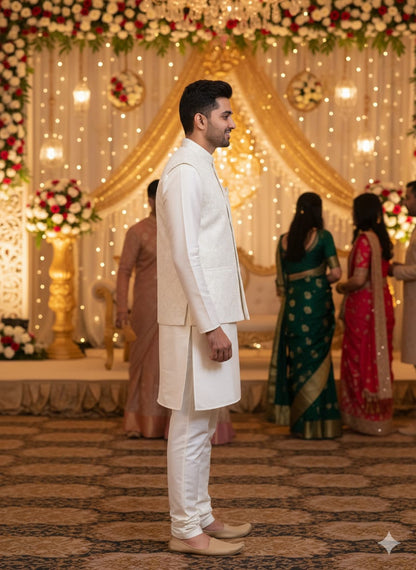 Jodhpur Ivory Kurta Set | Waak