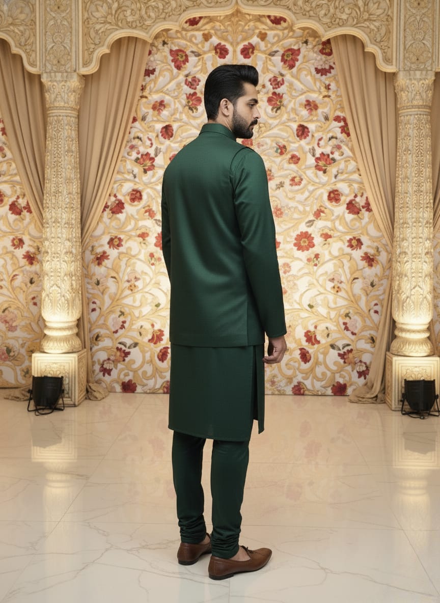 Eshan Zari Ensemble Waistcoat and Kurta Set | Waak