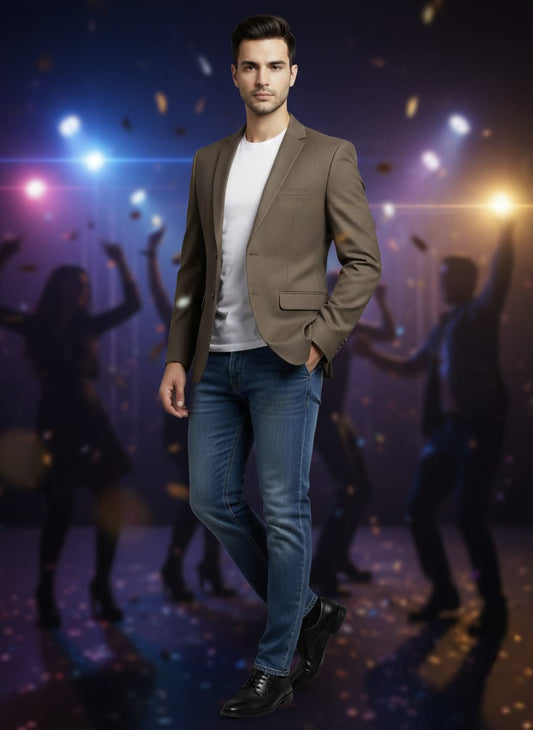 World is Yours Textured Blazer - Brown | Waak