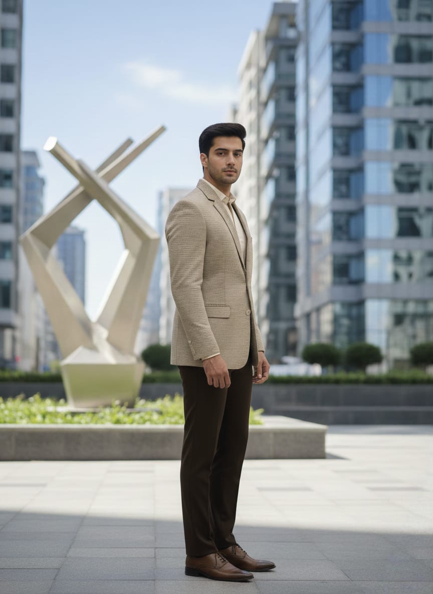 World is Yours Textured Blazer - Brown | Waak