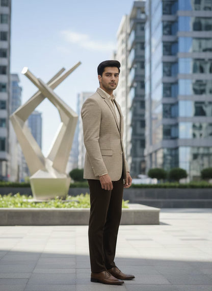 World is Yours Textured Blazer - Brown | Waak