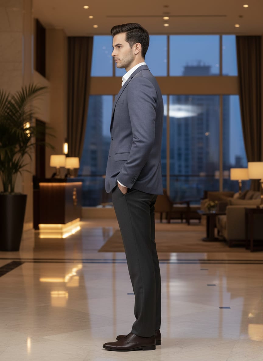 World is Yours Textured Blazer -D Grey | Waak