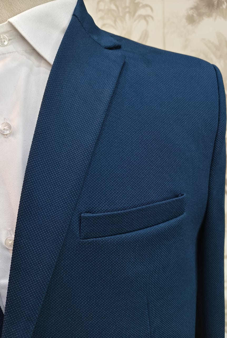 World is Yours Textured Blazer -BLUE| Waak