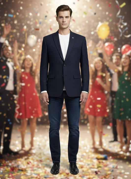 World is Yours Textured Blazer -N Blue| Waak