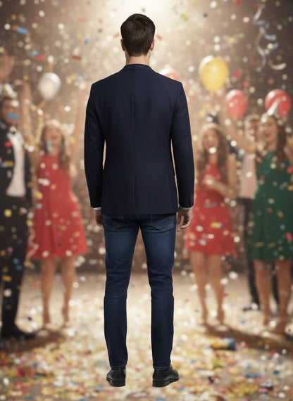 World is Yours Textured Blazer -N Blue| Waak