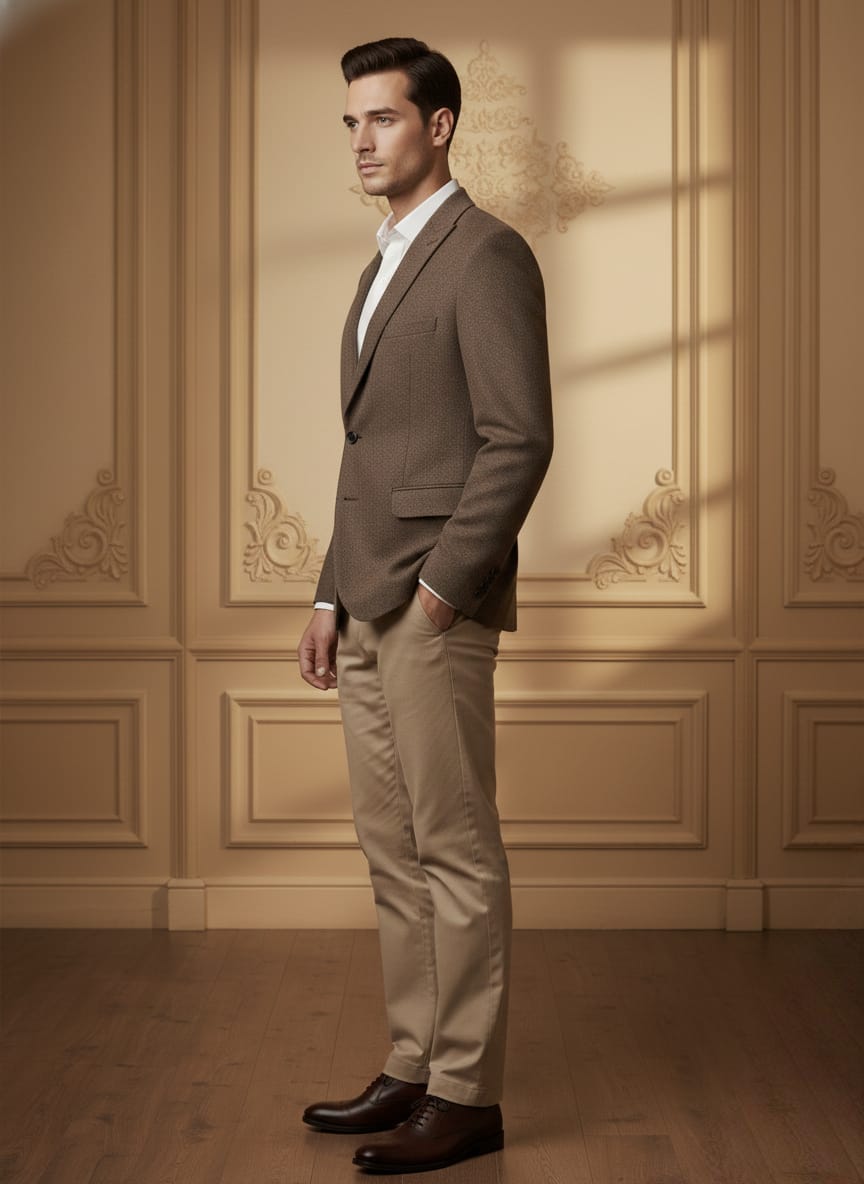 World is Yours Textured Blazer -D brown| Waak