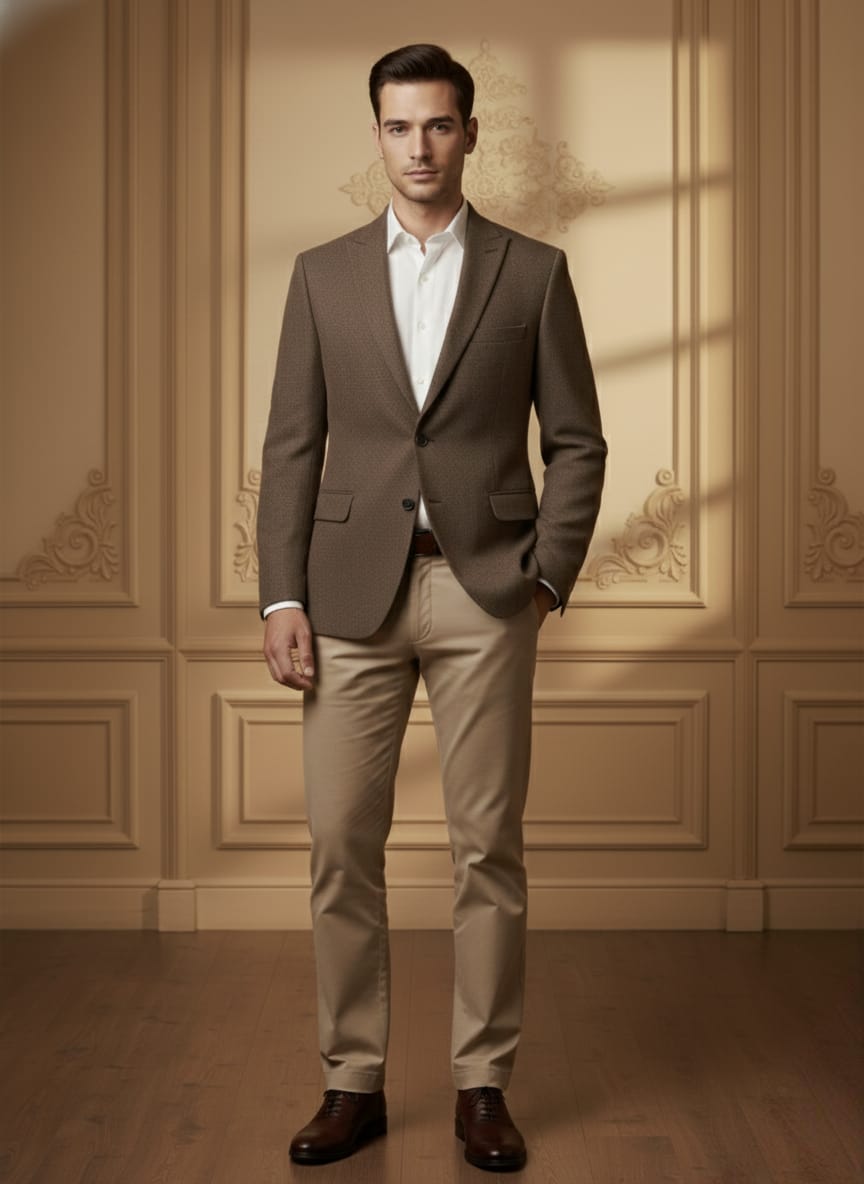 World is Yours Textured Blazer -D brown| Waak