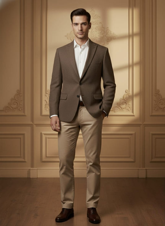 World is Yours Textured Blazer -D brown| Waak