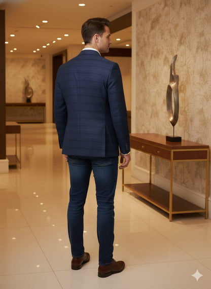 World is Yours Textured Blazer -N Blue| Waak