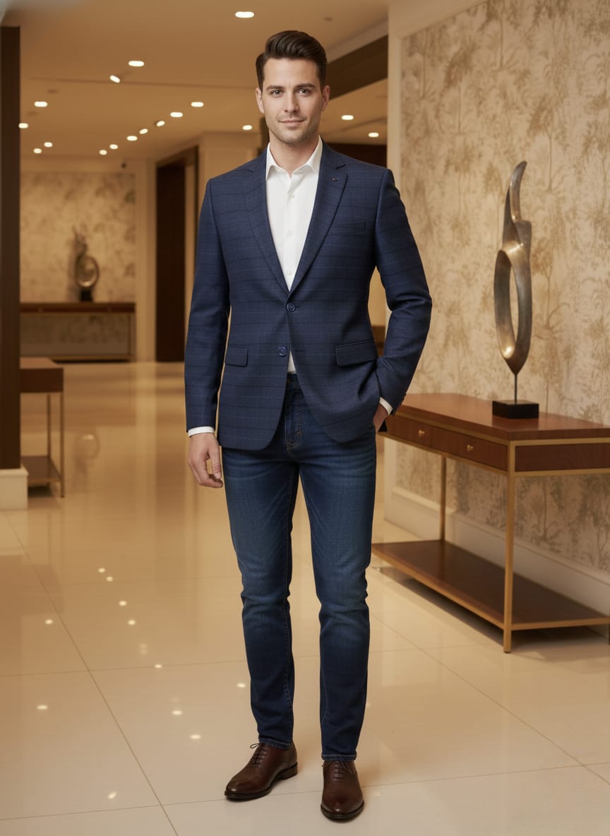World is Yours Textured Blazer -N Blue| Waak