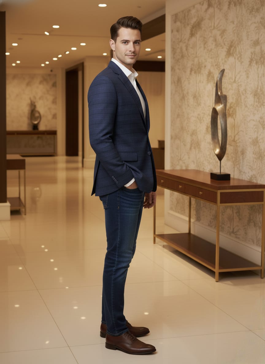World is Yours Textured Blazer -N Blue| Waak