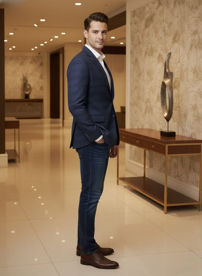 World is Yours Textured Blazer -N Blue| Waak