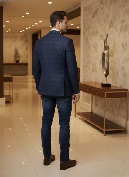 World is Yours Textured Blazer -N Blue| Waak