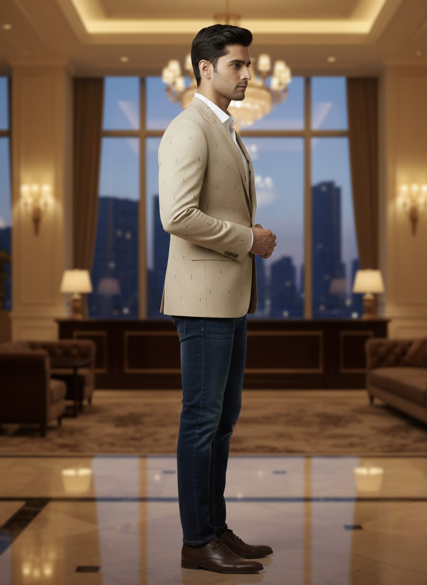 World is Yours Textured Blazer -Beige | Waak