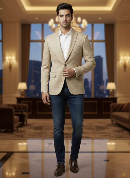 World is Yours Textured Blazer -Beige | Waak