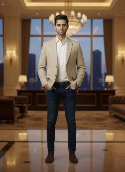 World is Yours Textured Blazer -Beige | Waak