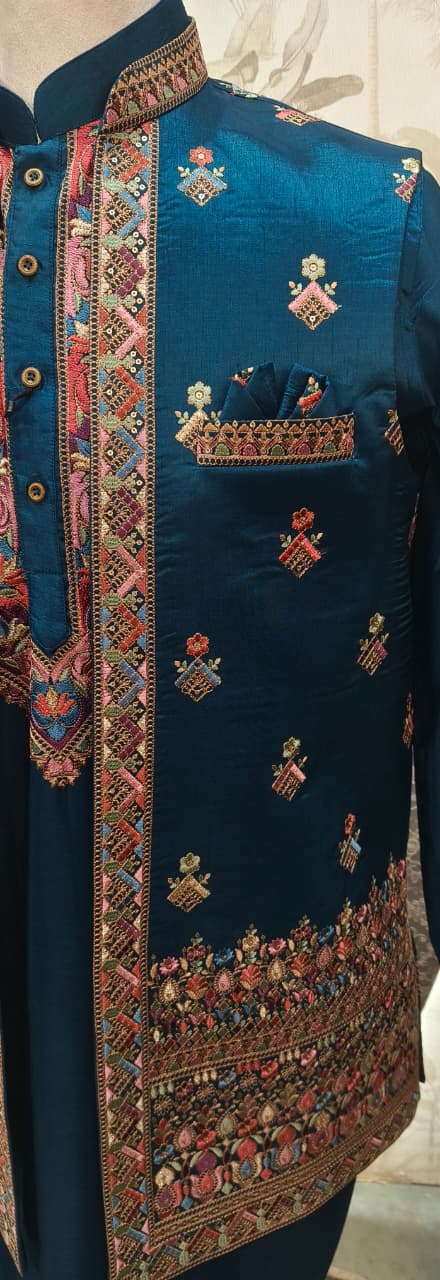 Royal Zari Heritage Waistcoat and Kurta Set | Waak