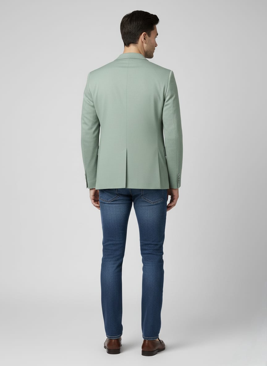 World is Yours Textured Blazer -| Waak S Green